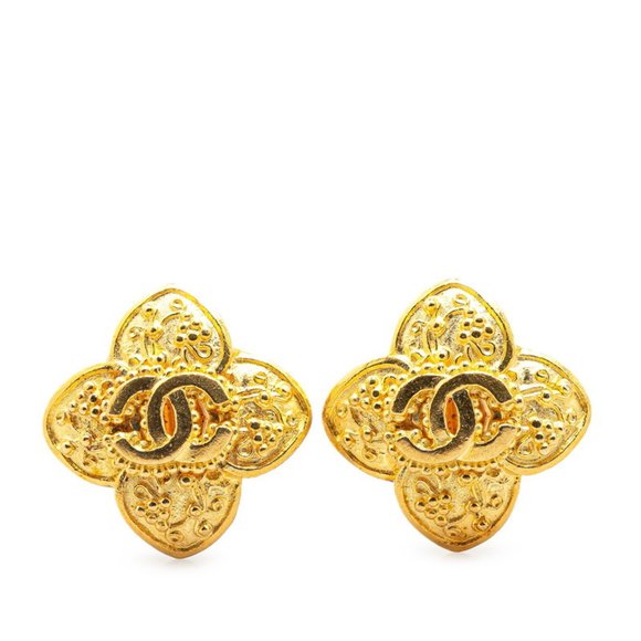 CHANEL Vintage Gold Logo Earrings - Picture 1 of 6